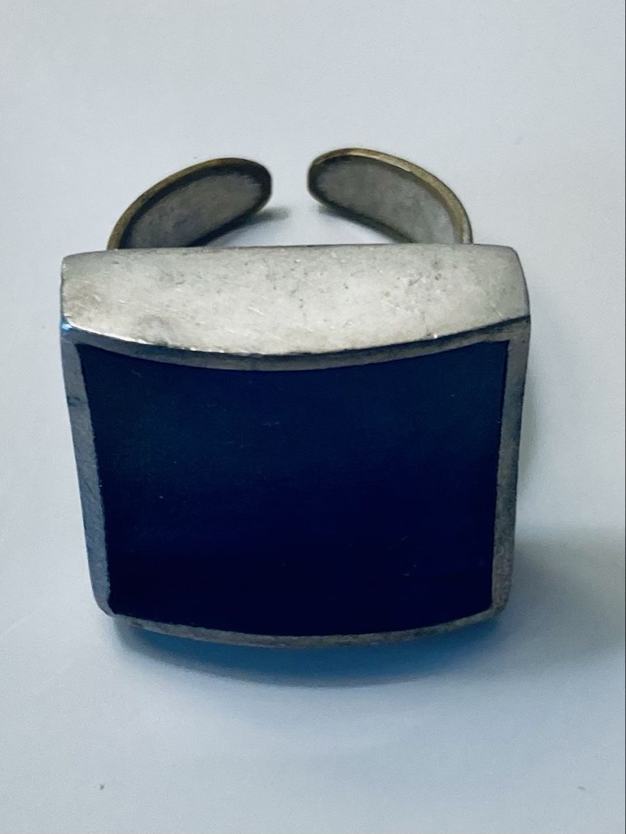 Bagues: Silberring mit blauem Glasstein, Grösse verstellbar – D'occasion à Basel par elocin4791 2